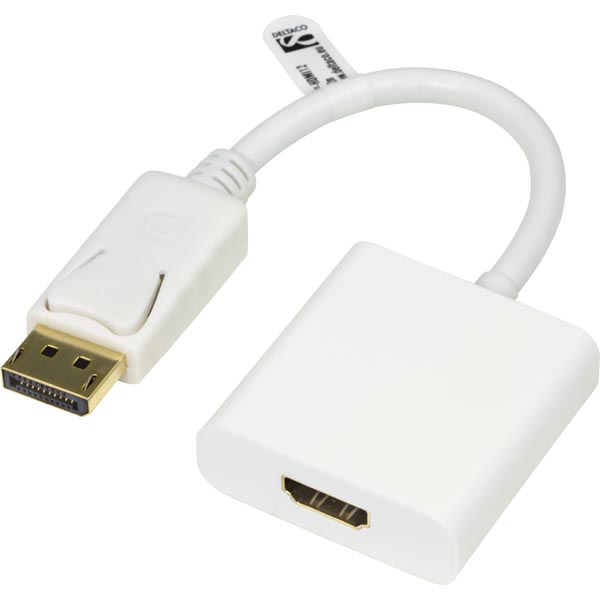 Deltaco DisplayPort Male - HDMI Female, 0.2m, White Deltaco DisplayPort Male - HDMI Female, 0.2m, White